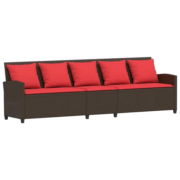 Grote foto vidaxl tuinbank 5 zits met kussens poly rattan bruin tuin en terras tuinmeubelen