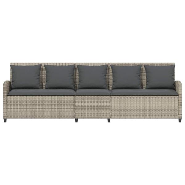 Grote foto vidaxl tuinbank 5 zits met kussens poly rattan lichtgrijs tuin en terras tuinmeubelen