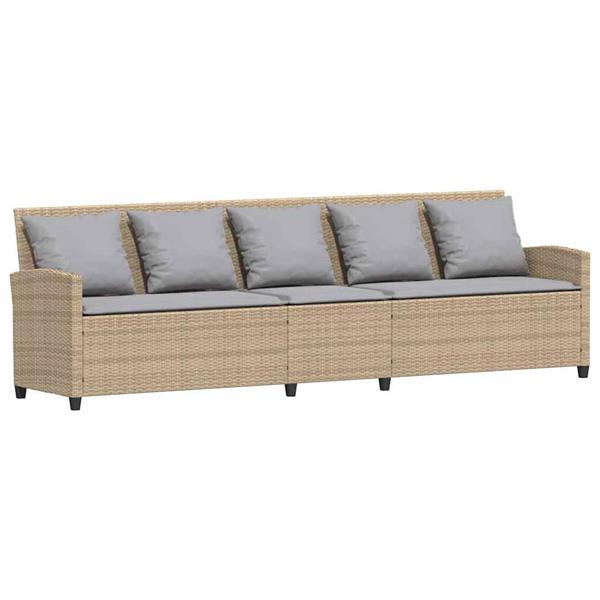 Grote foto vidaxl tuinbank 5 zits met kussens poly rattan beige tuin en terras tuinmeubelen