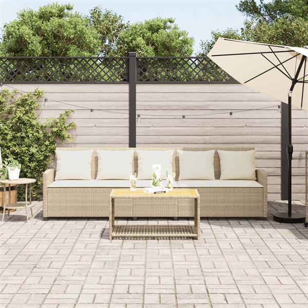 Grote foto vidaxl tuinbank 5 zits met kussens poly rattan beige tuin en terras tuinmeubelen
