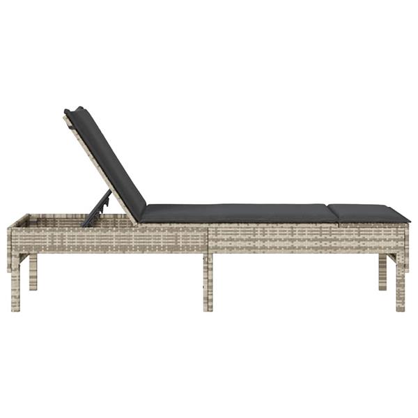 Grote foto vidaxl ligstoel met kussen lichtgrijs 55x200x44cm polyrotan tuin en terras tuinmeubelen