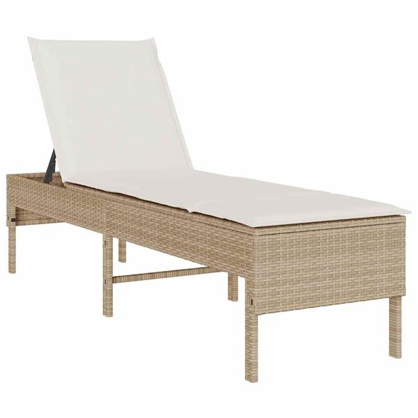 Grote foto vidaxl ligstoel met kussen beige 55x200x44cm polyrotan tuin en terras tuinmeubelen