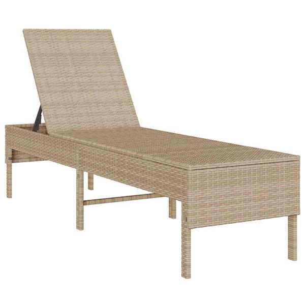 Grote foto vidaxl ligstoel met kussen beige 55x200x44cm polyrotan tuin en terras tuinmeubelen
