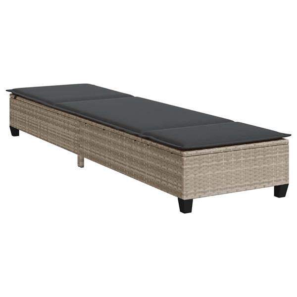 Grote foto vidaxl ligstoel met kussens lichtgrijs 55x200x25 5cm polyrotan tuin en terras tuinmeubelen