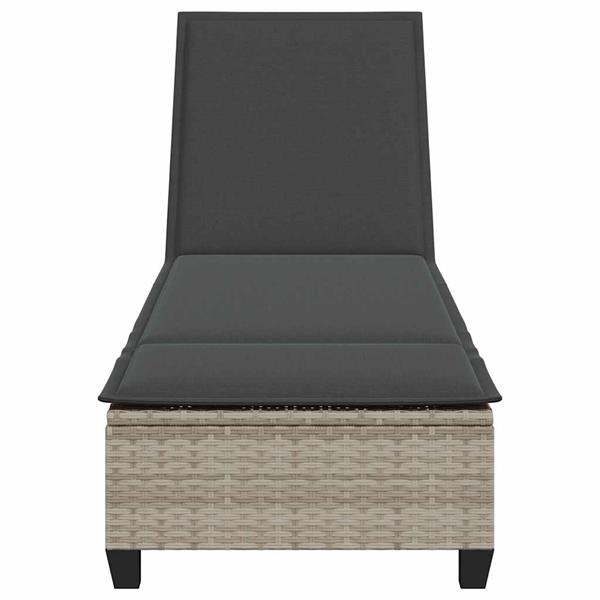 Grote foto vidaxl ligstoel met kussens lichtgrijs 55x200x25 5cm polyrotan tuin en terras tuinmeubelen