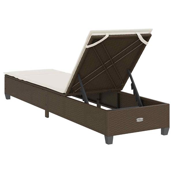Grote foto vidaxl ligstoel met kussens bruin 55x200x25 5cm polyrotan tuin en terras tuinmeubelen