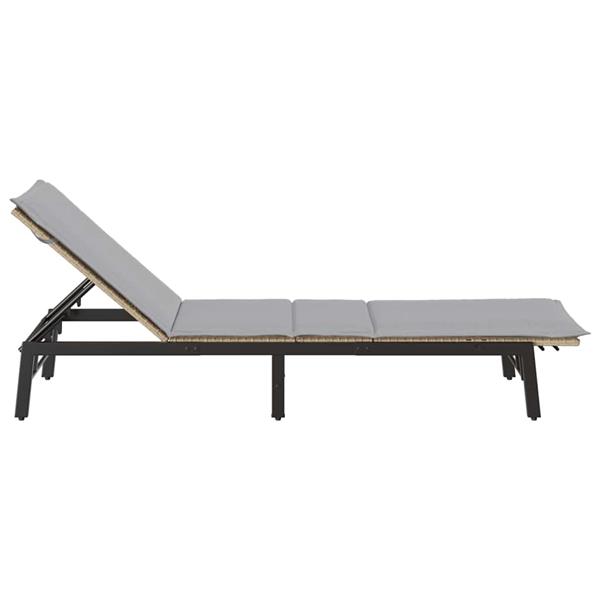 Grote foto vidaxl ligstoel met kussen beige polyrotan tuin en terras tuinmeubelen