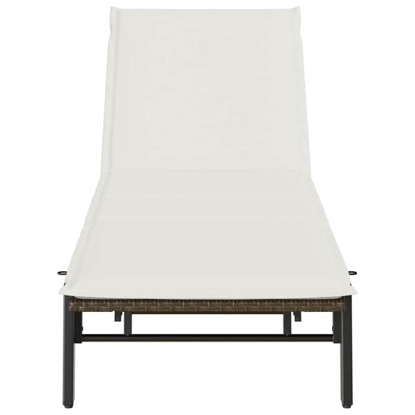 Grote foto vidaxl ligstoel met kussen bruin polyrotan tuin en terras tuinmeubelen