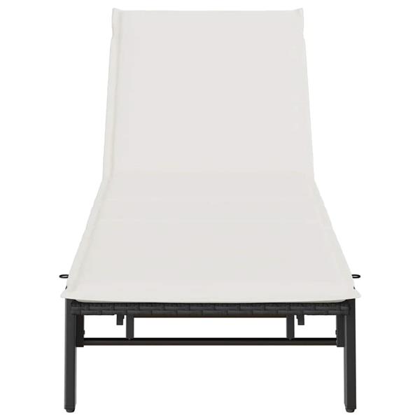 Grote foto vidaxl ligstoel met kussen zwart polyrotan tuin en terras tuinmeubelen