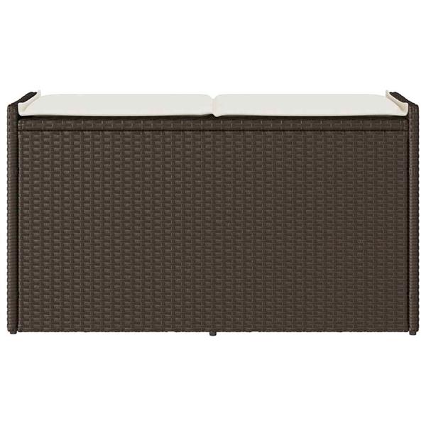 Grote foto vidaxl opbergbank met kussen voor buiten 100 cm poly rattan bruin tuin en terras tuinmeubelen