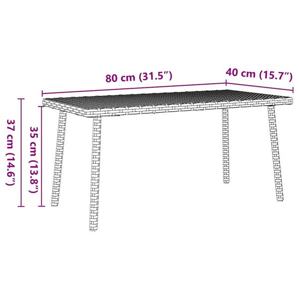 Grote foto vidaxl tuin salontafel rechthoekig 80x40x37 cm poly rattan grijs tuin en terras tuinmeubelen