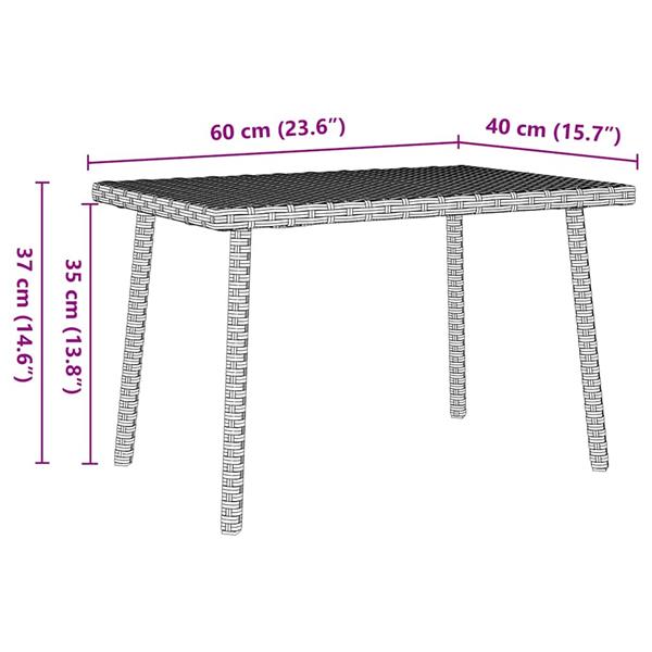 Grote foto vidaxl tuin salontafel rechthoekig 60x40x37 cm poly rattan lichtgrijs tuin en terras tuinmeubelen