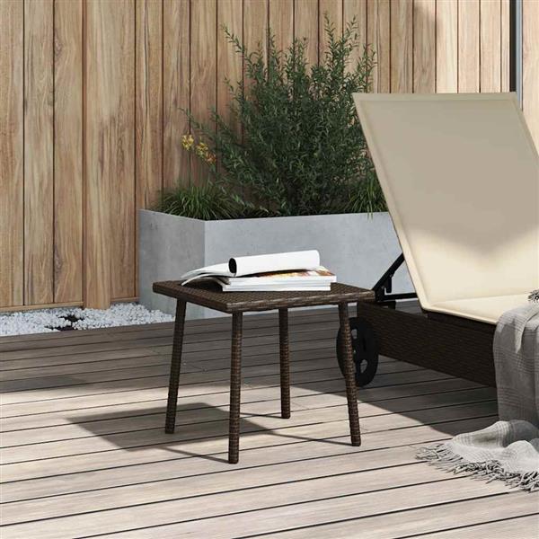 Grote foto vidaxl tuin salontafel rechthoekig 40x40x37 cm poly rattan bruin tuin en terras tuinmeubelen