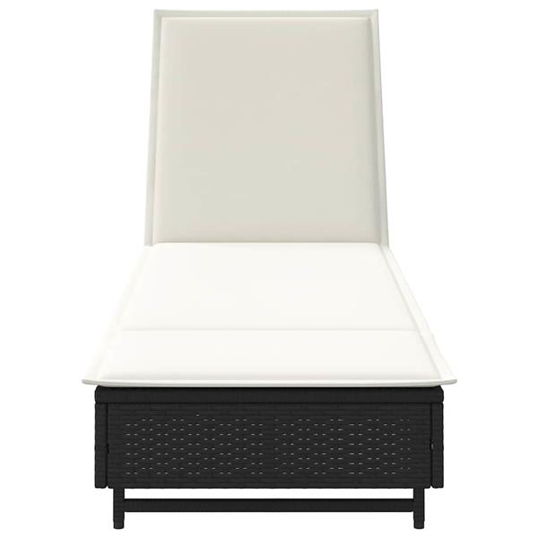 Grote foto vidaxl ligbed met wielen en kussen poly rattan zwart tuin en terras tuinmeubelen