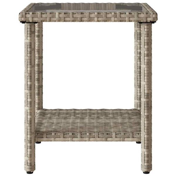 Grote foto vidaxl tuinbank met tafel en kussens l vormig poly rattan lichtgrijs tuin en terras tuinmeubelen