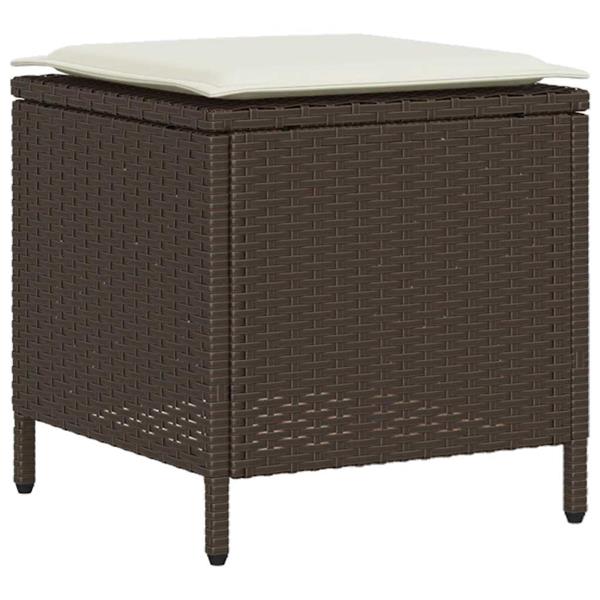 Grote foto vidaxl 4 delige tuinbankset met kussens bruin polyrotan tuin en terras tuinmeubelen