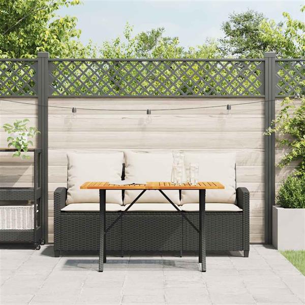Grote foto vidaxl tuinbank 3 zits met kussens tafel poly rattan zwart tuin en terras tuinmeubelen