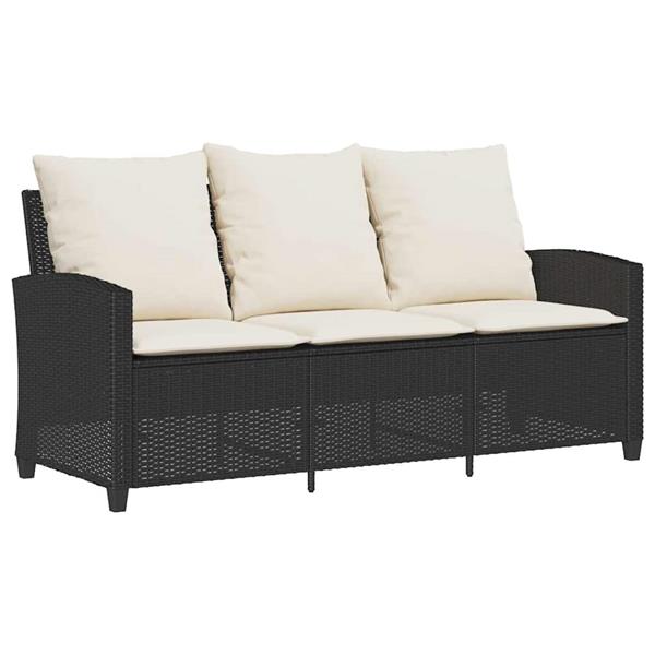 Grote foto vidaxl tuinbank 3 zits met kussens tafel poly rattan zwart tuin en terras tuinmeubelen