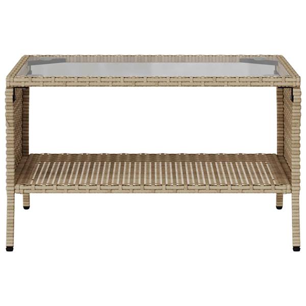 Grote foto vidaxl tuinbank 2 zits met kussens tafel poly rattan beige tuin en terras tuinmeubelen
