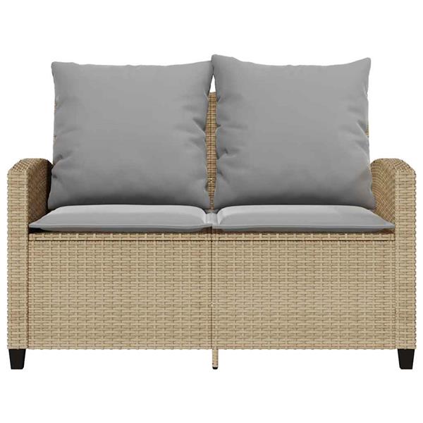 Grote foto vidaxl tuinbank 2 zits met kussens tafel poly rattan beige tuin en terras tuinmeubelen