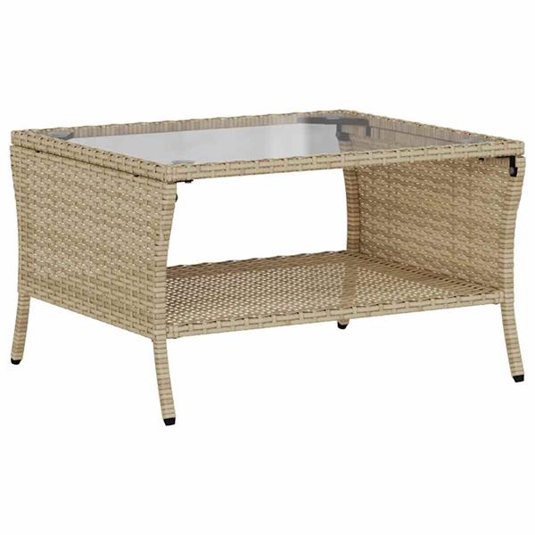Grote foto vidaxl tuinbank 2 zits met kussens tafel poly rattan beige tuin en terras tuinmeubelen