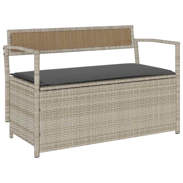 Grote foto vidaxl tuinbank met kussen lichtgrijs polyrotan tuin en terras tuinmeubelen