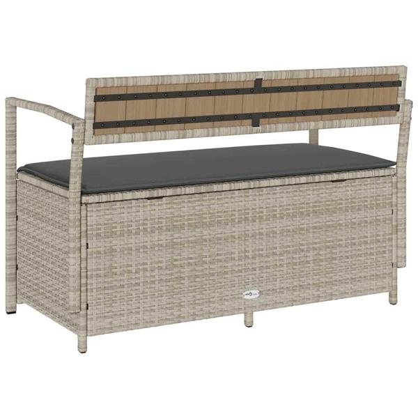 Grote foto vidaxl tuinbank met kussen lichtgrijs polyrotan tuin en terras tuinmeubelen
