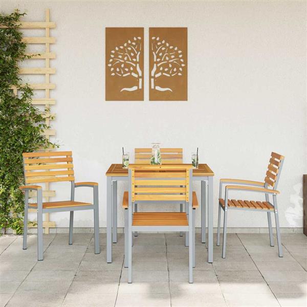 Grote foto vidaxl tuinstoel 4 pcs bruin 56 x 57 x 87cm massief acaciahout tuin en terras tuinmeubelen