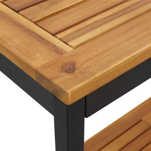 Grote foto vidaxl buiten tafel met opslag naturel en zwart 110 x 35 x 75 cm tuin en terras tuinmeubelen