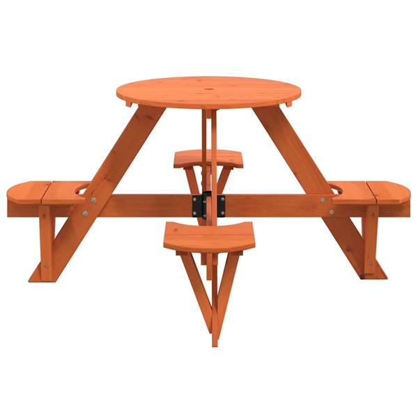 Grote foto vidaxl picknicktafel voor 4 kinderen met parasolgat rond vurenhout tuin en terras tuinmeubelen