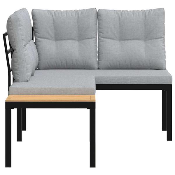 Grote foto vidaxl tuinbanken met kussens 2 st gepoedercoat staal zwart tuin en terras tuinmeubelen