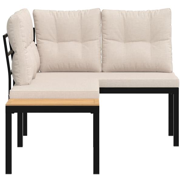 Grote foto vidaxl tuinbanken met kussens 2 st gepoedercoat staal zwart tuin en terras tuinmeubelen