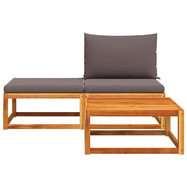 Grote foto vidaxl 3 delige tuinbankset met kussens acaciahout rotan tuin en terras tuinmeubelen