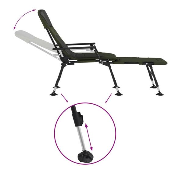 Grote foto vidaxl visbed met verstelbare modderpoten inklapbaar groen tuin en terras tuinmeubelen