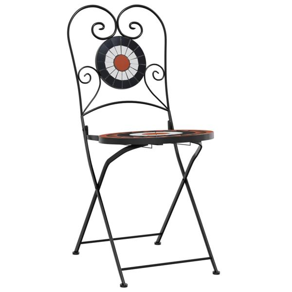 Grote foto vidaxl bistrostoelen 2 st inklapbaar keramiek terracottakleurig en wit tuin en terras tuinmeubelen