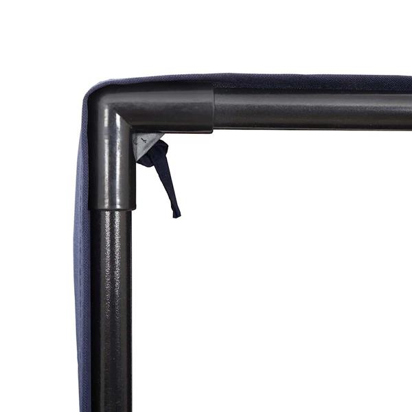 Grote foto vidaxl dubbele ligstoel met dak en gordijnen grijs polyrotan tuin en terras tuinmeubelen