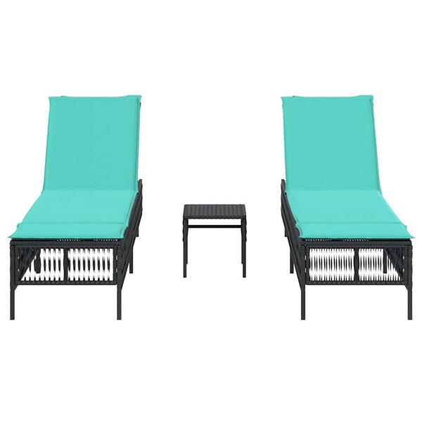 Grote foto vidaxl ligstoelen 2 stuks met tafel zwart poly rotan tuin en terras tuinmeubelen