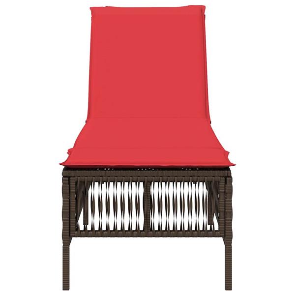 Grote foto vidaxl ligstoel met kussen bruin polyrotan tuin en terras tuinmeubelen