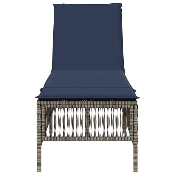 Grote foto vidaxl ligstoel met kussen grijs polyrotan tuin en terras tuinmeubelen