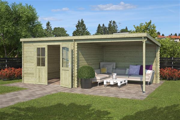 Grote foto blokhut met overkapping orlando 581x292 vuren tuin en terras tuinhuisjes en blokhutten