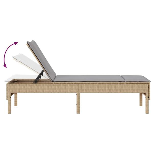 Grote foto vidaxl ligstoel met kussen beige 55x200x44cm polyrotan tuin en terras tuinmeubelen