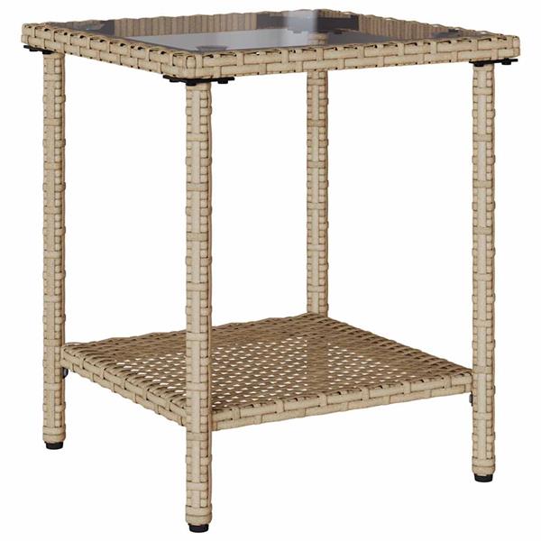 Grote foto vidaxl tuinbank met tafel en kussens l vormig beige poly rattan tuin en terras tuinmeubelen