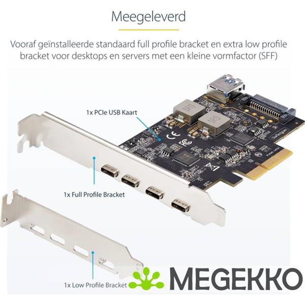 Grote foto startech.com 5 port usb pcie kaart usb 3.2 10gbps pci express kaart met 4x usb c poorten 1x usb a computers en software overige computers en software