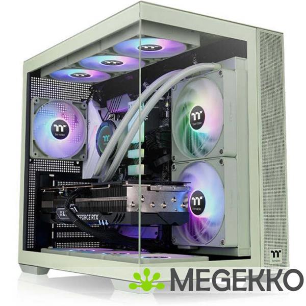 Grote foto thermaltake view 380 tg argb matcha green midi tower computers en software behuizingen en kasten