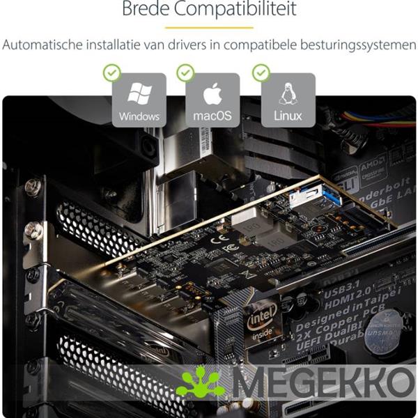 Grote foto startech.com 5 port usb pcie kaart usb 3.2 10gbps pci express kaart met 4x usb c poorten 1x usb a computers en software overige computers en software