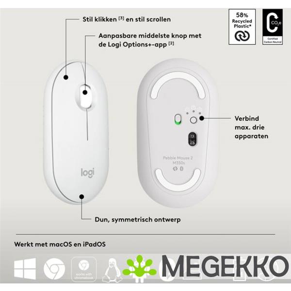 Grote foto logitech pebble 2 combo toetsenbord inclusief muis rf draadloos bluetooth qwerty us international computers en software overige computers en software