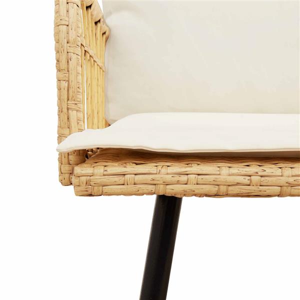 Grote foto vidaxl bank met kussen bruin 61.5 x 123 x 82cm metaal tuin en terras tuinmeubelen