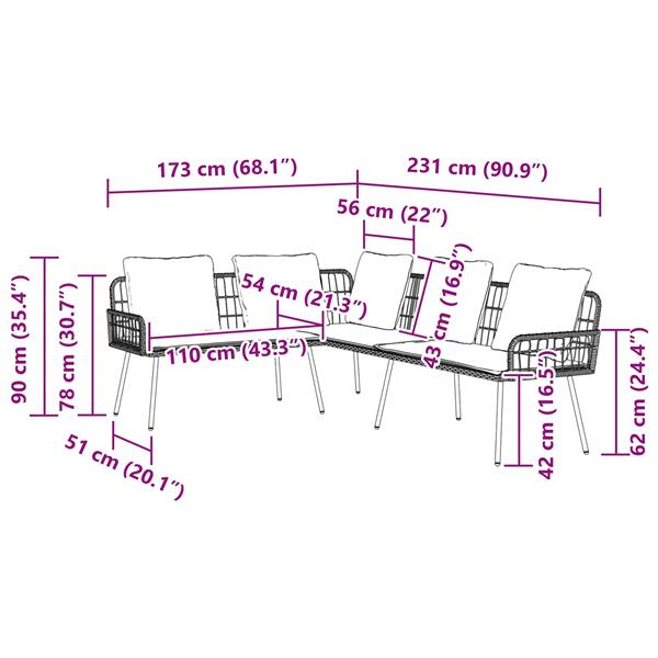 Grote foto vidaxl bank met kussen bruin 61.5 x 123 x 82cm metaal tuin en terras tuinmeubelen