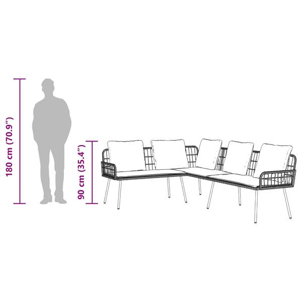 Grote foto vidaxl bank met kussen bruin 61.5 x 123 x 82cm metaal tuin en terras tuinmeubelen