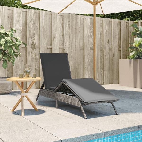 Grote foto vidaxl ligbed met kussen poly rattan grijs tuin en terras tuinmeubelen